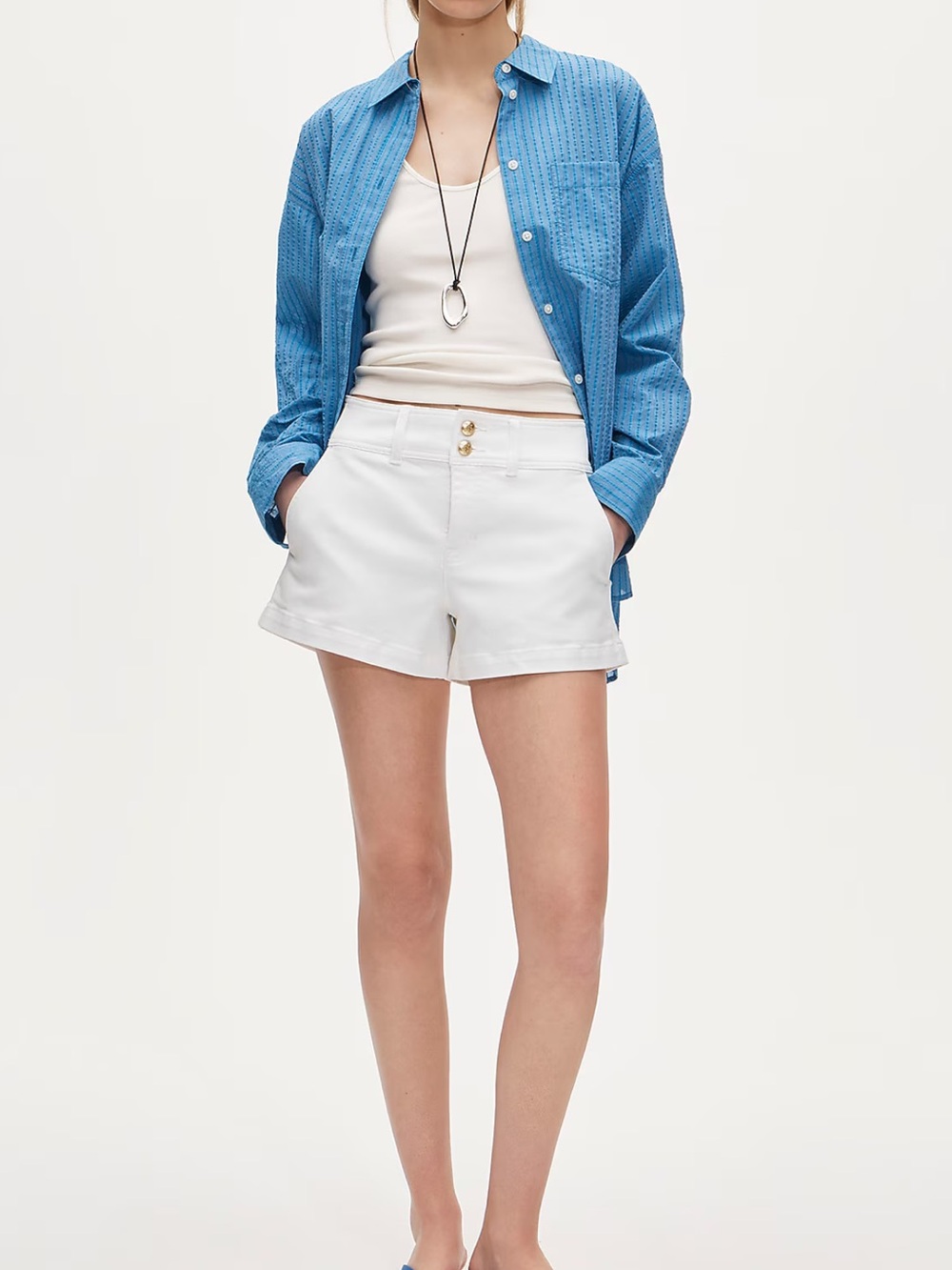 J. Crew Denim shorts with stacked buttons
